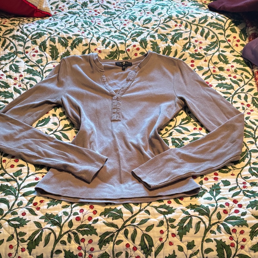 7 For All Mankind Women's Long Sleeve Top - Light Gray